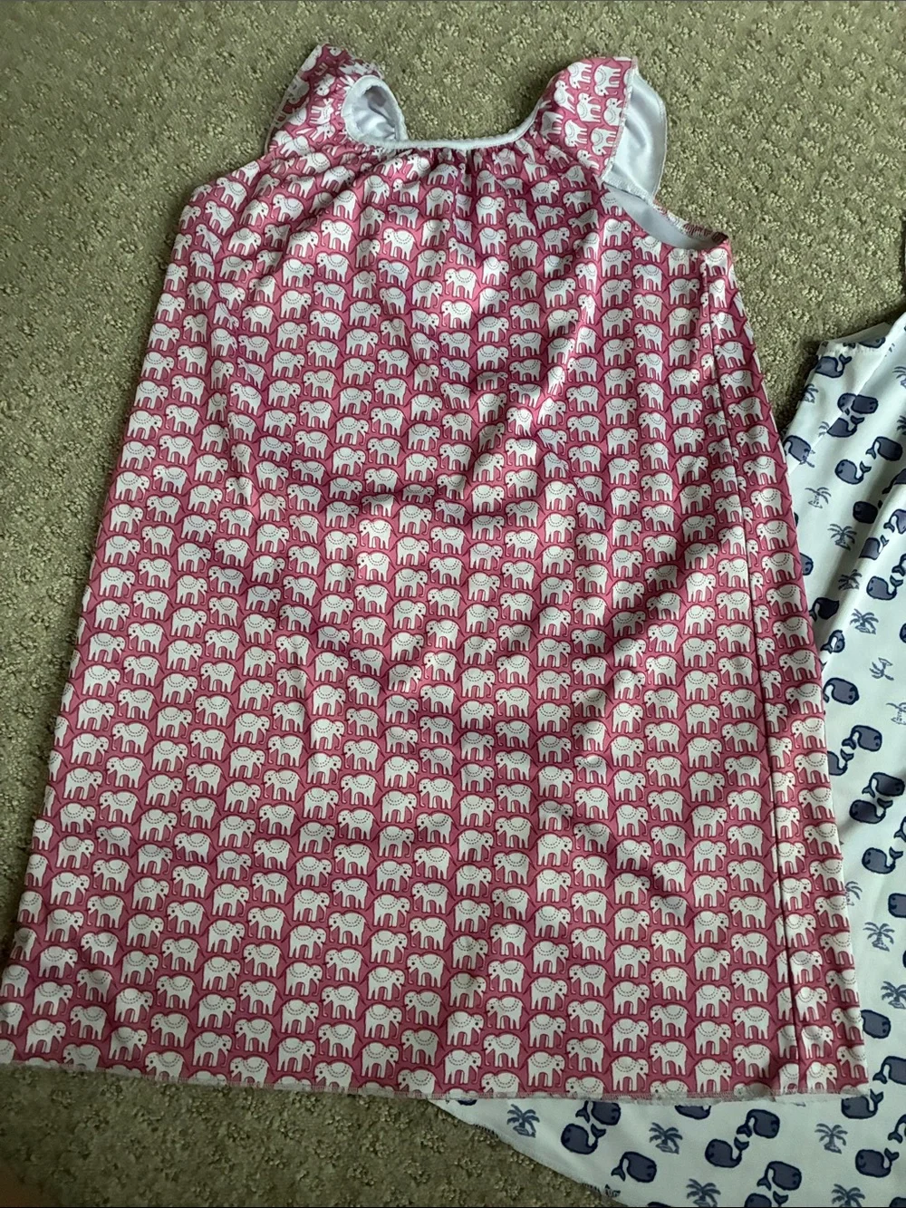 Roller Rabbit Kids Nightgowns - Pink Elephant & White Navy Whale Prints